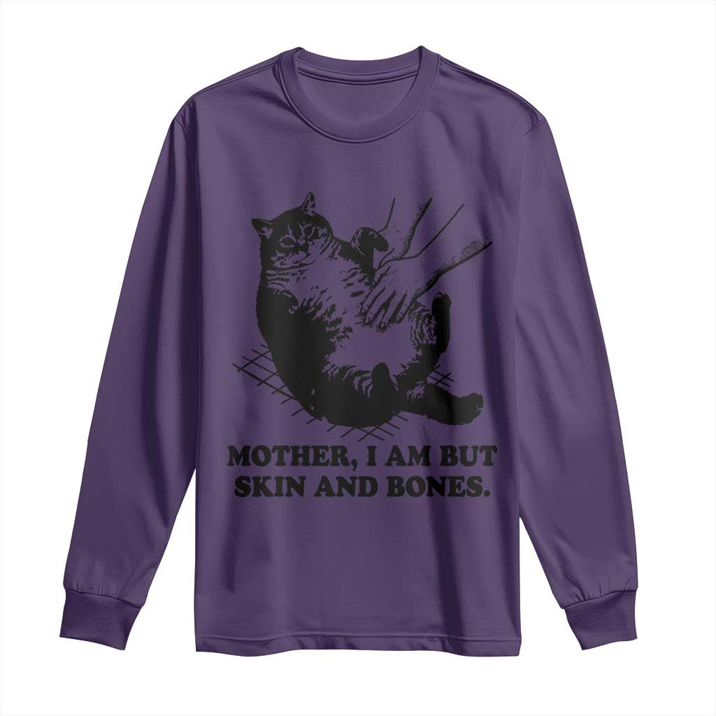 Funny Cat Mom Cat Lover Long Sleeve Shirt Mother I Am But Skin and Bones TS14 Purple Print Your Wear
