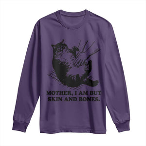 Funny Cat Mom Cat Lover Long Sleeve Shirt Mother I Am But Skin and Bones TS14 Purple Print Your Wear