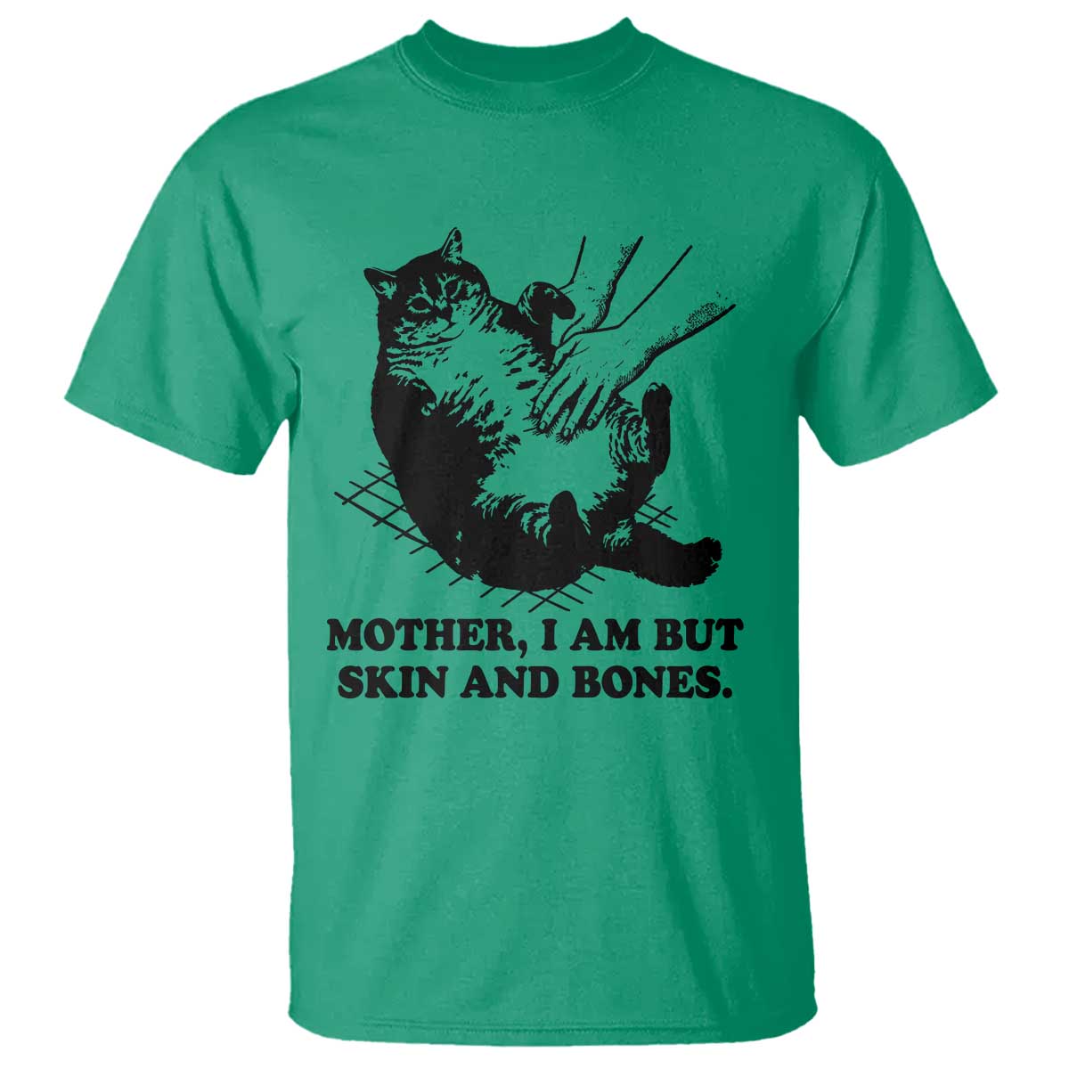 Funny Cat Mom Cat Lover T Shirt Mother I Am But Skin and Bones TS14 Irish Green Print Your Wear