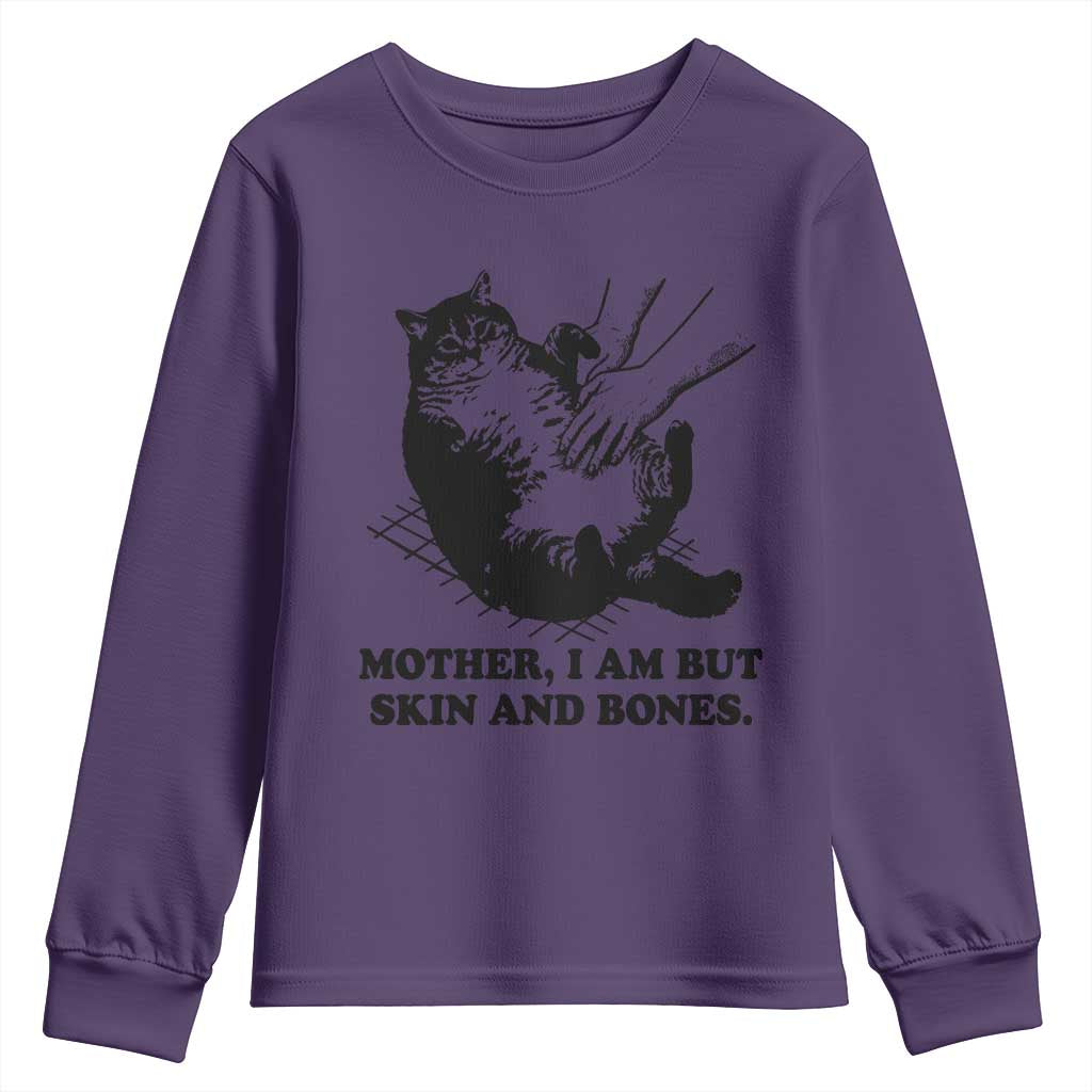 Funny Cat Mom Cat Lover Youth Sweatshirt Mother I Am But Skin and Bones TS14 Purple Print Your Wear