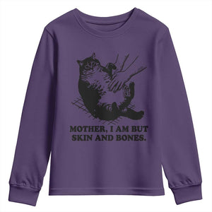 Funny Cat Mom Cat Lover Youth Sweatshirt Mother I Am But Skin and Bones TS14 Purple Print Your Wear