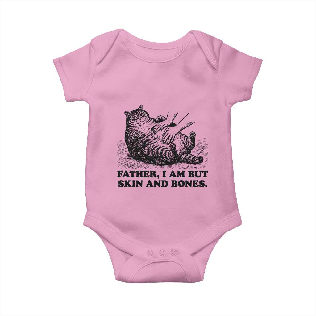 Funny Cat Dad Cat Lover Baby Onesie Father I Am But Skin and Bones TS14 Light Pink Print Your Wear