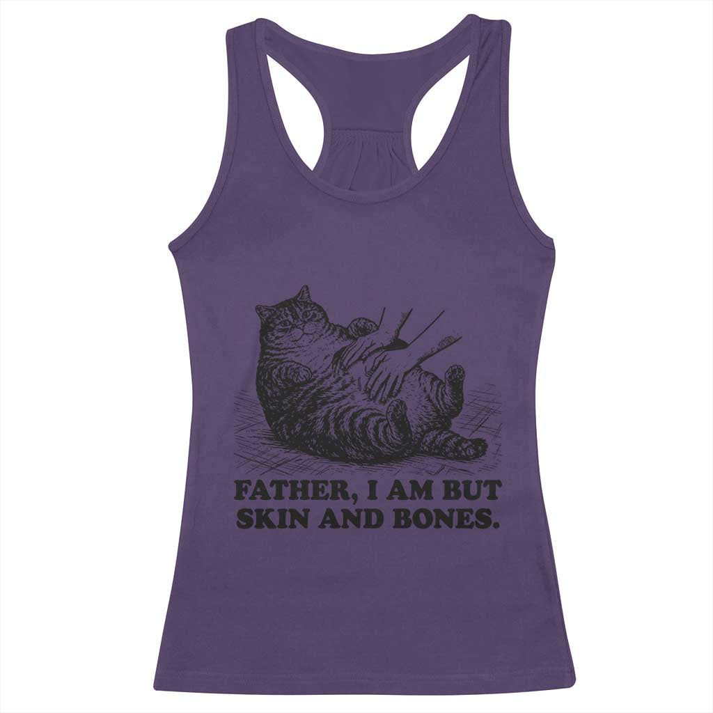 Funny Cat Dad Cat Lover Racerback Tank Top Father I Am But Skin and Bones TS14 Purple Print Your Wear