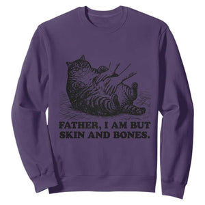 Funny Cat Dad Cat Lover Sweatshirt Father I Am But Skin and Bones TS14 Purple Print Your Wear