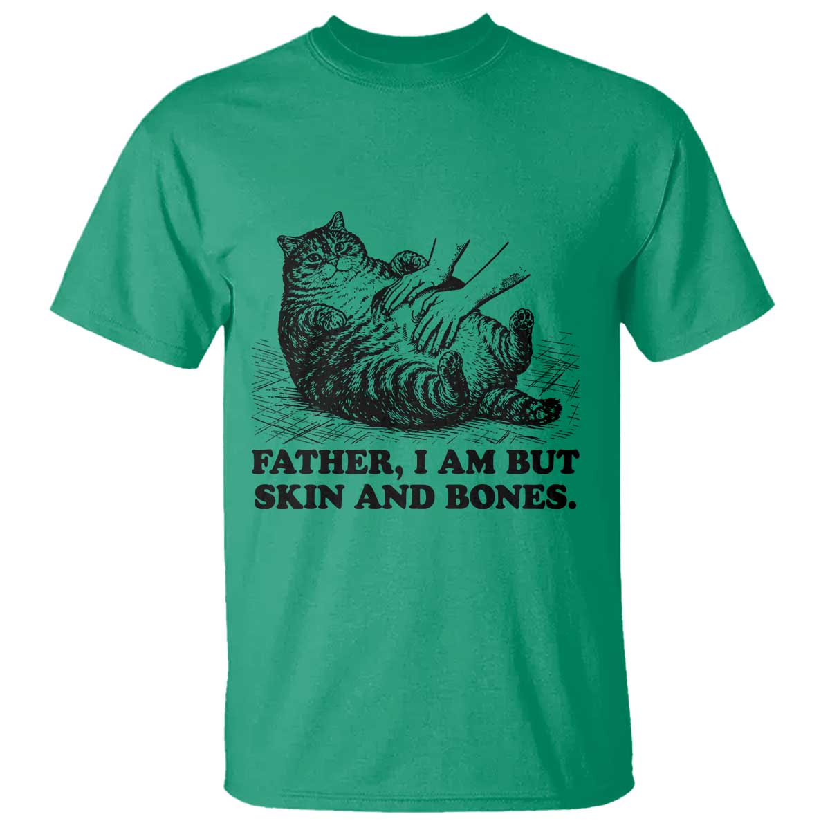 Funny Cat Dad Cat Lover T Shirt Father I Am But Skin and Bones TS14 Irish Green Print Your Wear