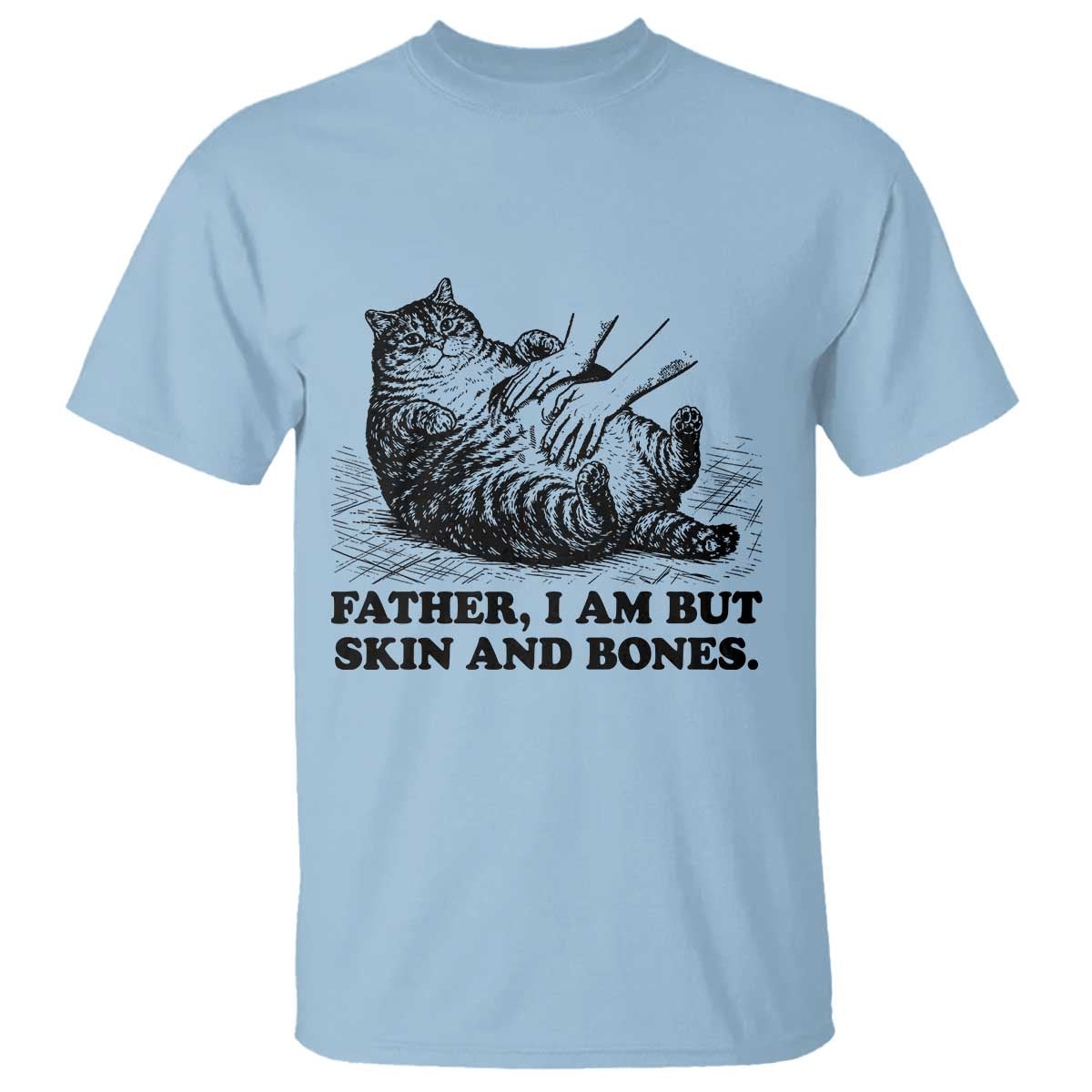 Funny Cat Dad Cat Lover T Shirt Father I Am But Skin and Bones TS14 Light Blue Print Your Wear