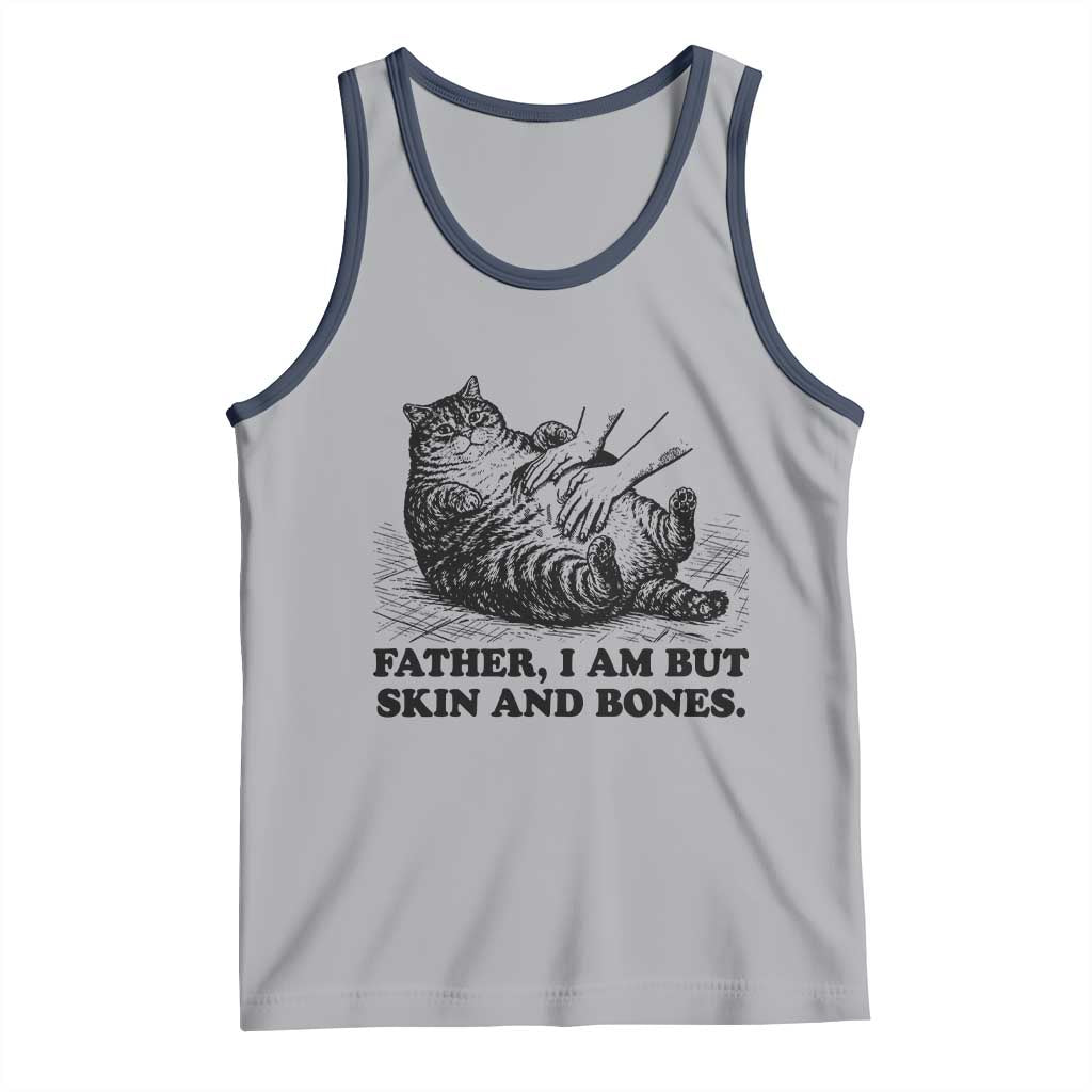 Funny Cat Dad Cat Lover Tank Top Father I Am But Skin and Bones TS14 Athletic Heather Navy Print Your Wear
