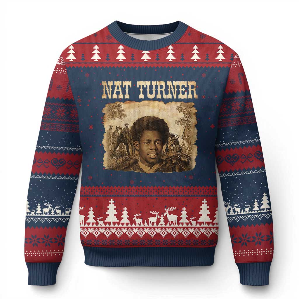 Nat Turner Ugly Christmas Sweater Black History African American TS14 Navy Red Print Your Wear