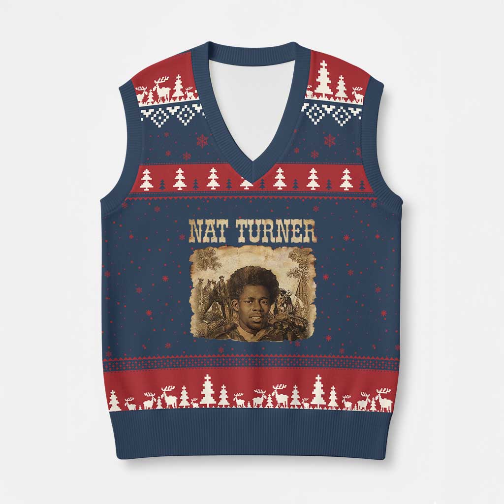 Nat Turner V-Neck Knit Sweater Vest Black History African American TS14 Navy Red Print Your Wear