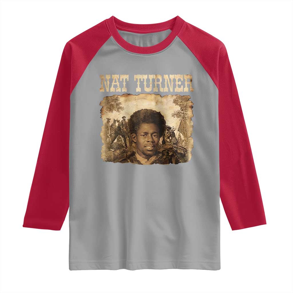 Nat Turner Raglan Shirt Black History African American TS14 Sport Gray Red Print Your Wear