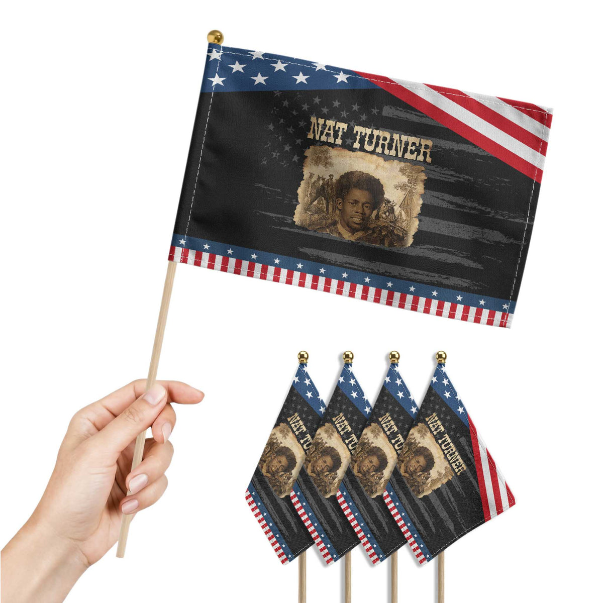 Nat Turner Patriotic Handheld Flag Black History African American TS14 Print Your Wear