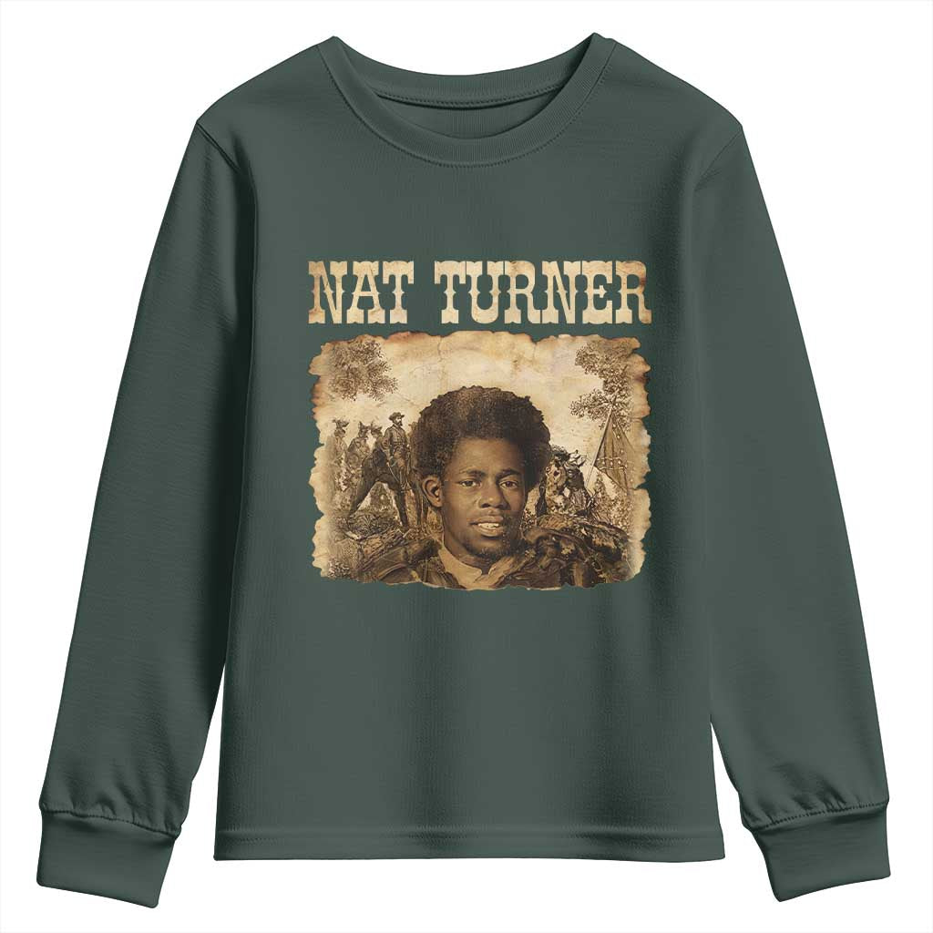 Nat Turner Youth Sweatshirt Black History African American TS14 Dark Forest Green Print Your Wear