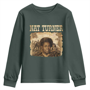 Nat Turner Youth Sweatshirt Black History African American TS14 Dark Forest Green Print Your Wear