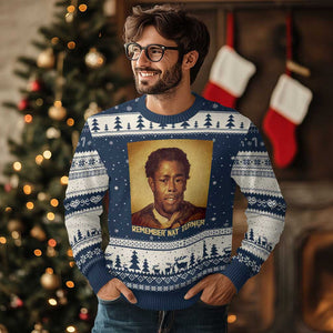 Nat Turner Ugly Christmas Sweater Black History Month TS14 Navy Beige Print Your Wear