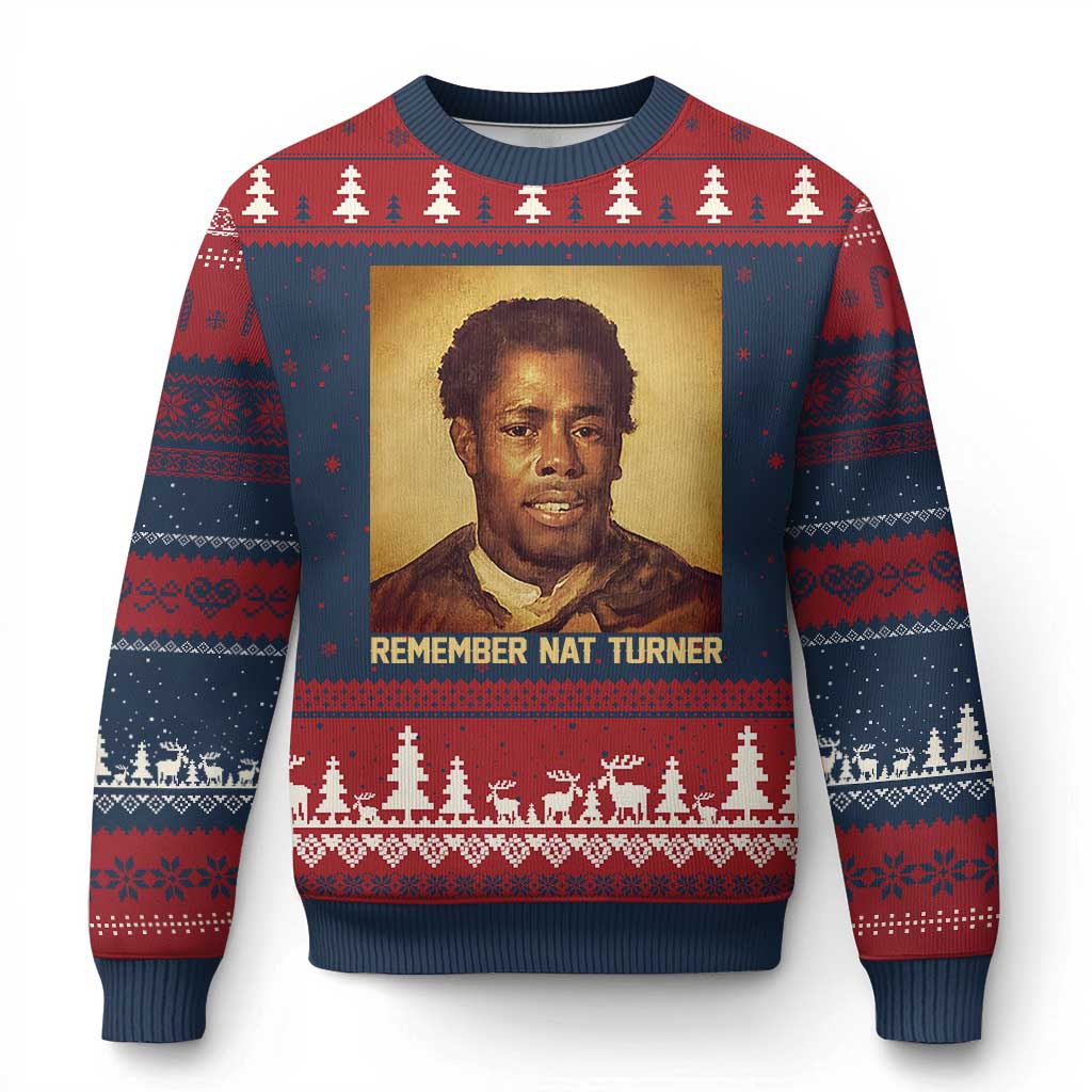 Nat Turner Ugly Christmas Sweater Black History Month TS14 Navy Red Print Your Wear