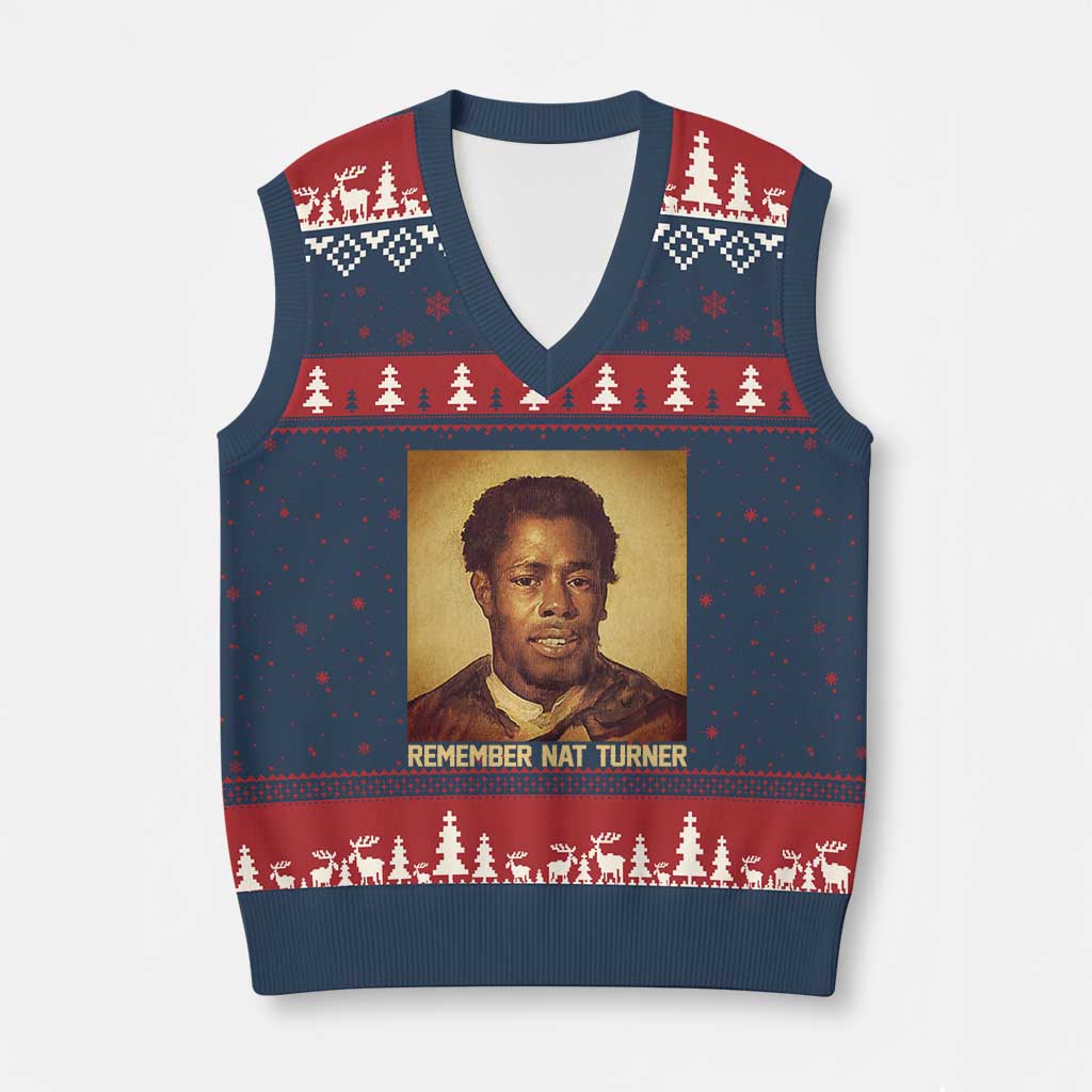 Nat Turner V-Neck Knit Sweater Vest Black History Month TS14 Navy Red Print Your Wear