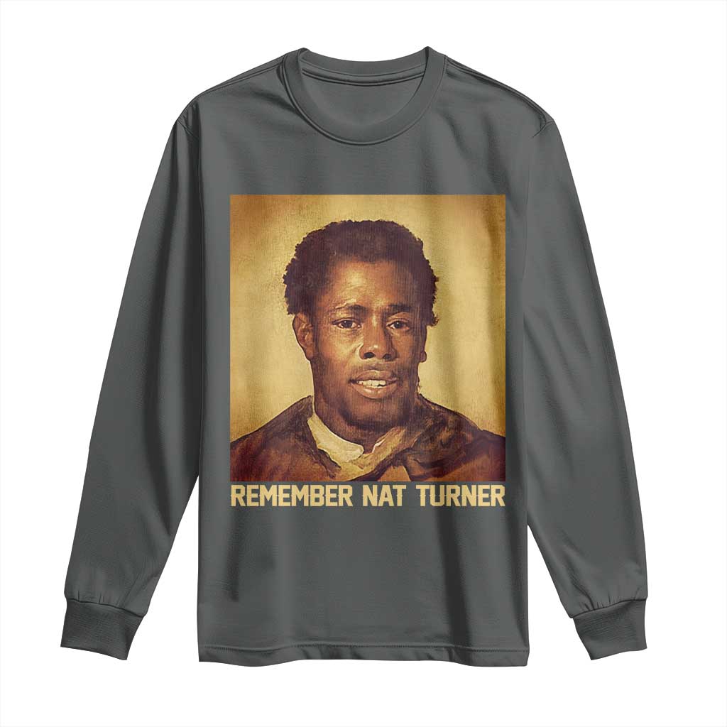 Nat Turner Long Sleeve Shirt Black History Month TS14 Dark Heather Print Your Wear