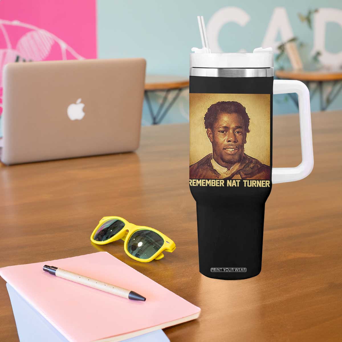 Nat Turner Tumbler With Handle Black History Month TS14 Print Your Wear