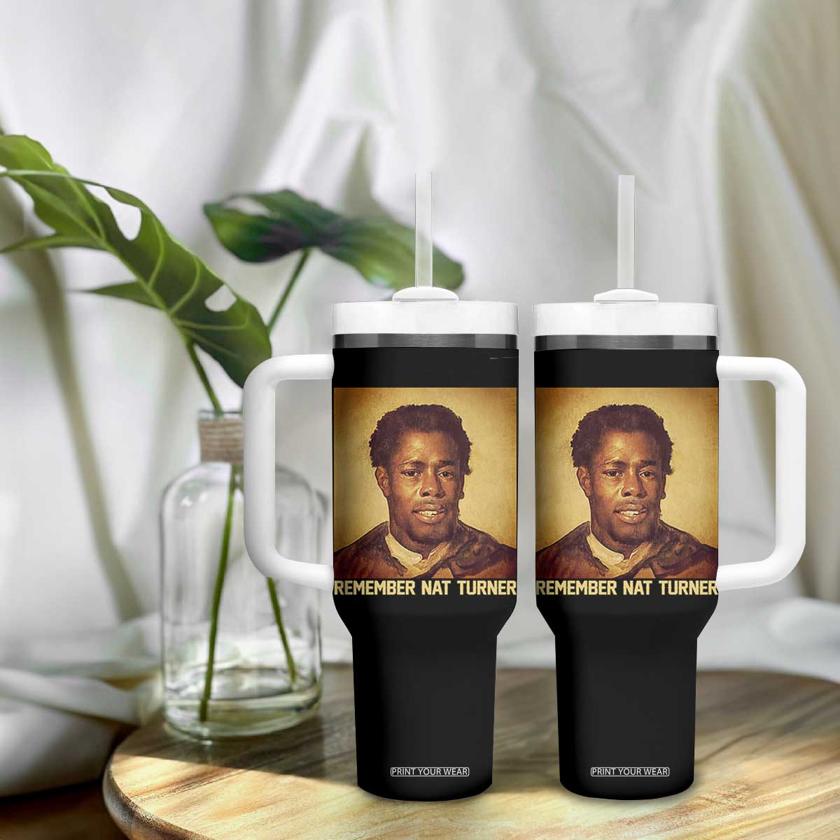 Nat Turner Tumbler With Handle Black History Month TS14 Print Your Wear