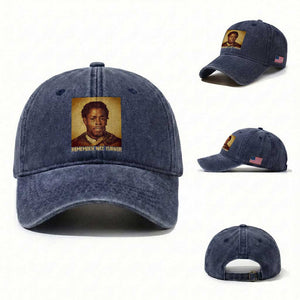 Nat Turner Washed Cotton Baseball Cap Black History Month TS14 Washed Cap Universal Fit Navy Print Your Wear