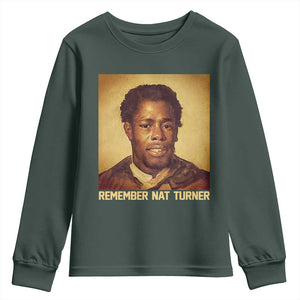 Nat Turner Youth Sweatshirt Black History Month TS14 Dark Forest Green Print Your Wear