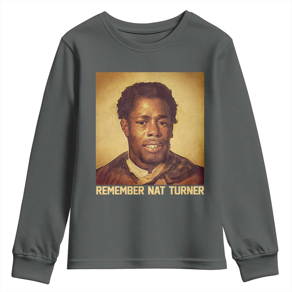 Nat Turner Youth Sweatshirt Black History Month TS14 Dark Heather Print Your Wear
