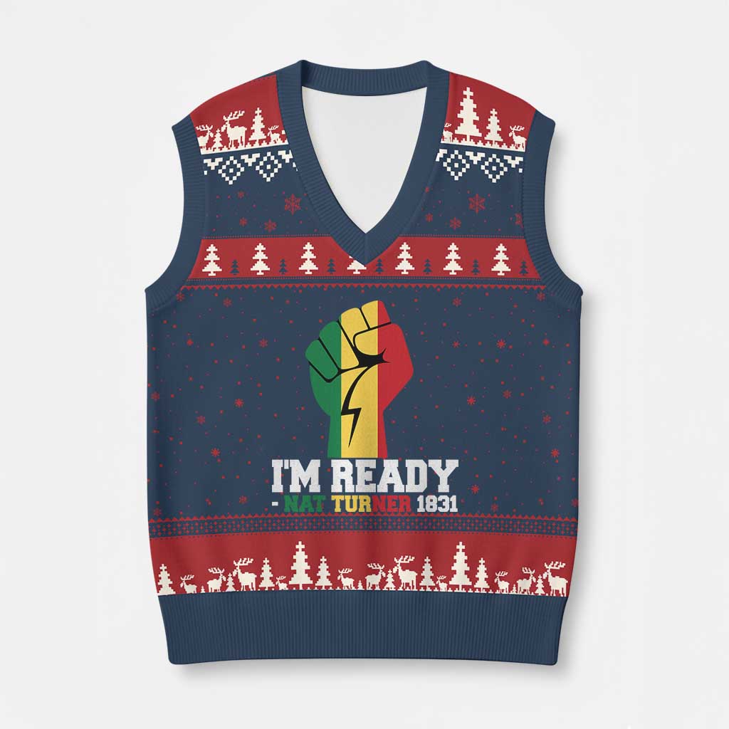 Nat Turner Quote V-Neck Knit Sweater Vest Black History African American TS14 Navy Red Print Your Wear