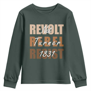 Nat Turner Quote Youth Sweatshirt Black History Month TS14 Dark Forest Green Print Your Wear