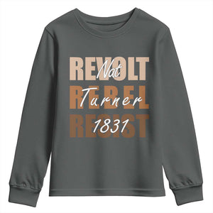 Nat Turner Quote Youth Sweatshirt Black History Month TS14 Dark Heather Print Your Wear