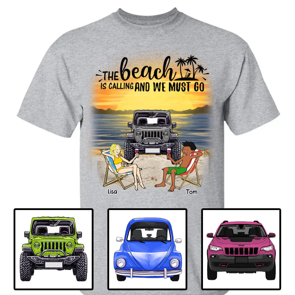 Custom Jeep T Shirt The Beach Is Calling and We Must Go CTM Hoodie Youth Custom - Printyourwear