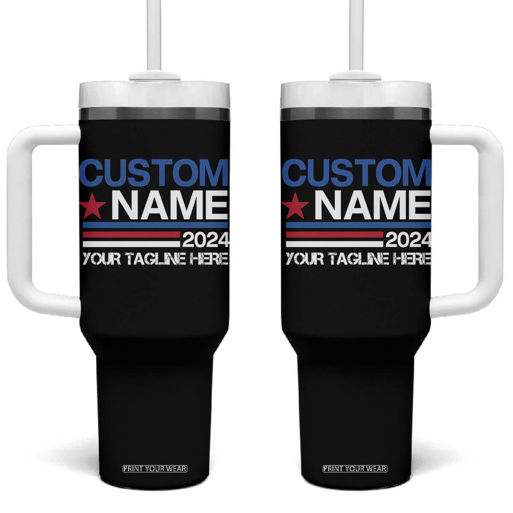Personalized Election Tumbler With Handle Custom Name 2024 US President Supporter CTM02 One Size: 40 oz Black Print Your Wear