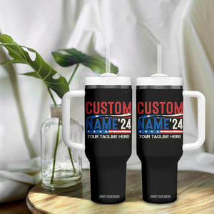 Personalized 2024 Election Tumbler With Handle Custom Name 47th US President Supporter Retro CTM02 Print Your Wear
