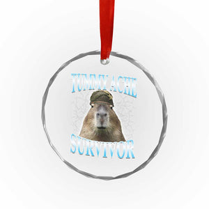 Tummy Ache Survivor Crystal Glass Ornament Funny Capybara Meme For Animal Lover TS12 Print Your Wear