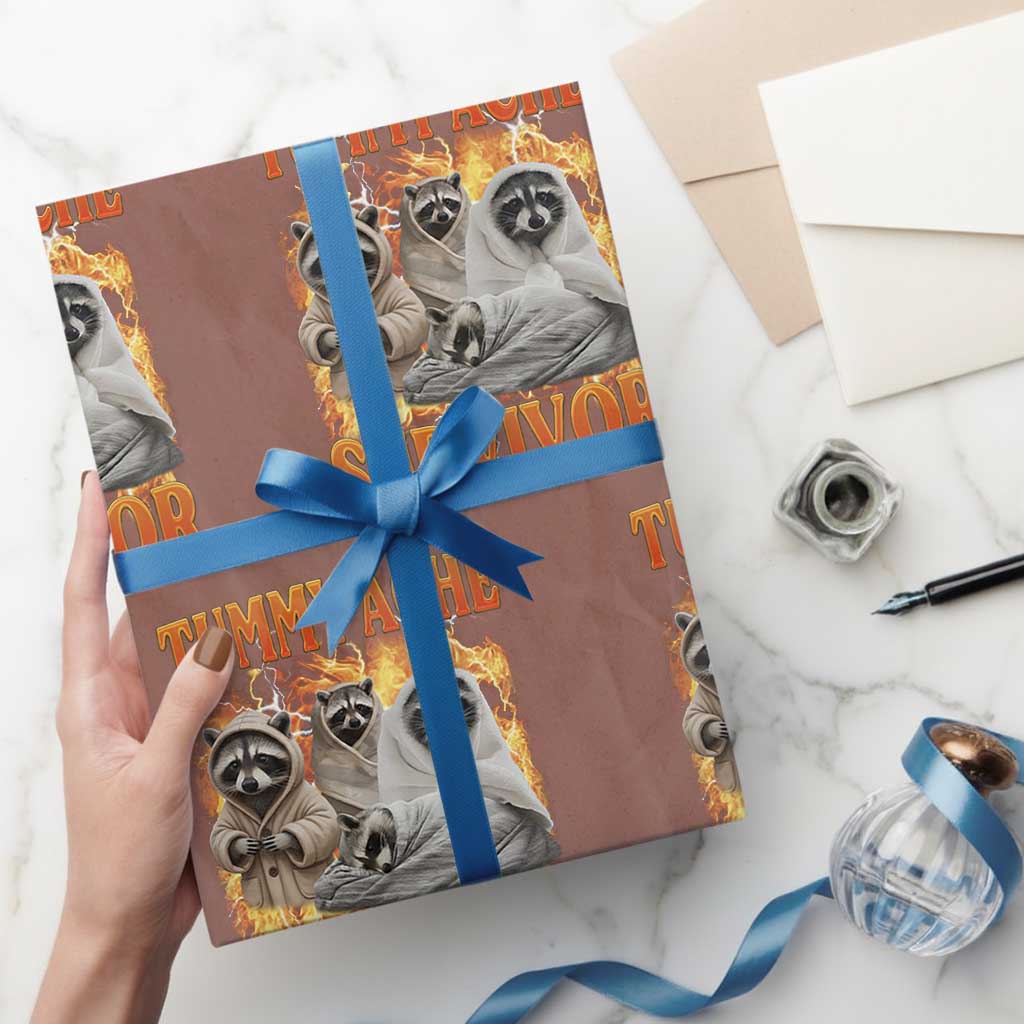 Tummy Ache Survivor Raccoon Meme Wrapping Paper Roll TS10 Mocha Print Your Wear