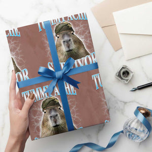 Tummy Ache Survivor Wrapping Paper Roll Funny Capybara Meme For Animal Lover TS12 Mocha Print Your Wear