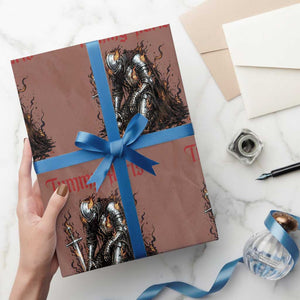 Tummy Hurts Wrapping Paper Roll Funny Medieval Knight Dark Humor TS14 Mocha Print Your Wear
