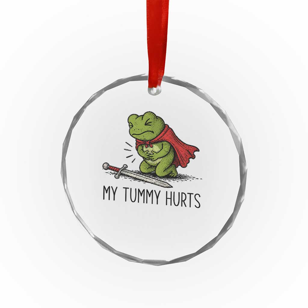 Tummy Hurts Funny Medieval Frog Crystal Glass Ornament Dark Fantasy Meme