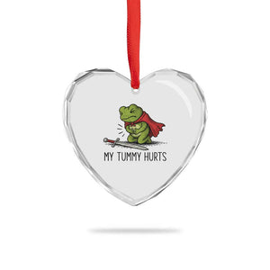 Tummy Hurts Funny Medieval Frog Heart Crystal Glass Ornament Dark Fantasy Meme