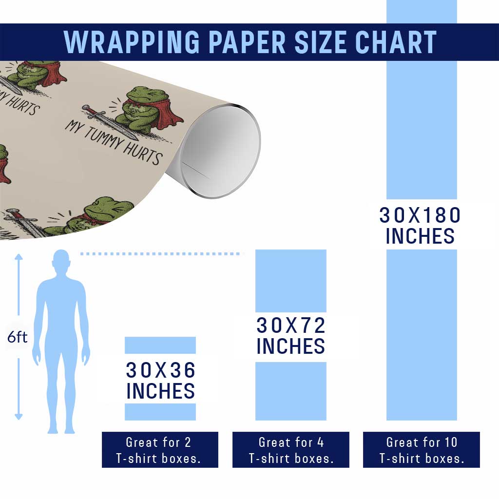 Tummy Hurts Funny Medieval Frog Wrapping Paper Roll Dark Fantasy Meme
