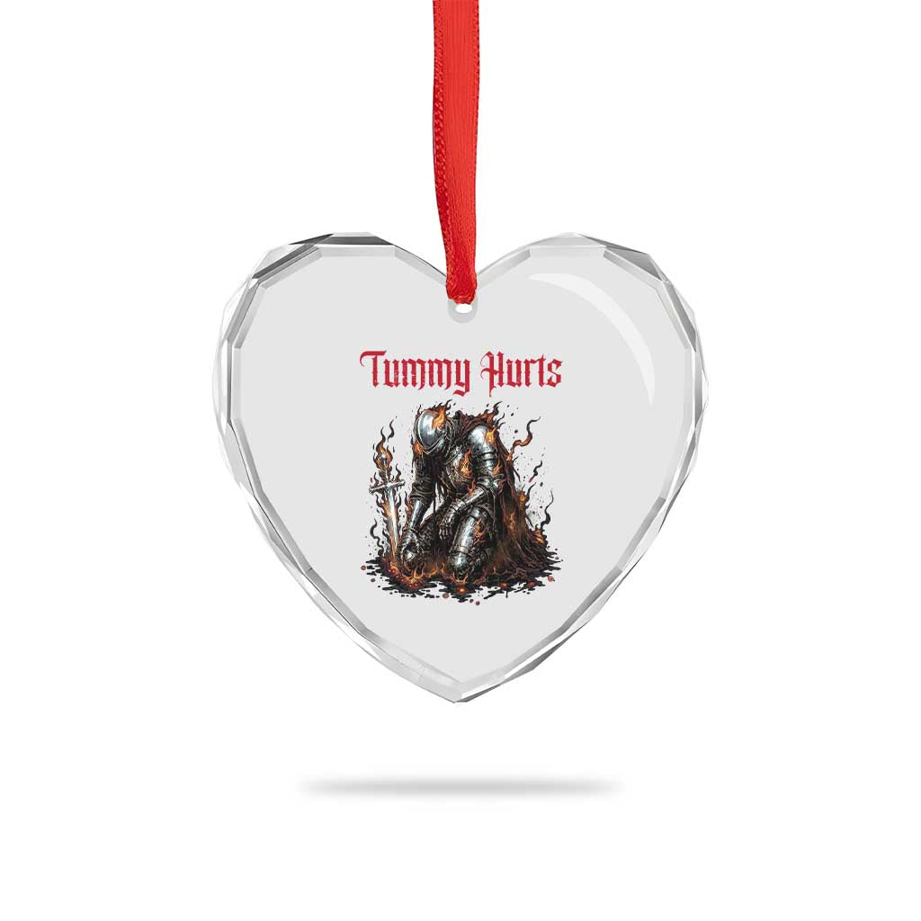 Tummy Hurts Heart Crystal Glass Ornament Funny Medieval Knight Dark Humor TS14 Print Your Wear