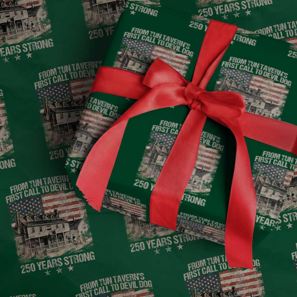 Tun Tavern 250th Anniversary Wrapping Paper Roll Patriotic Veteran Military Gift American Flag TS10 Green Print Your Wear