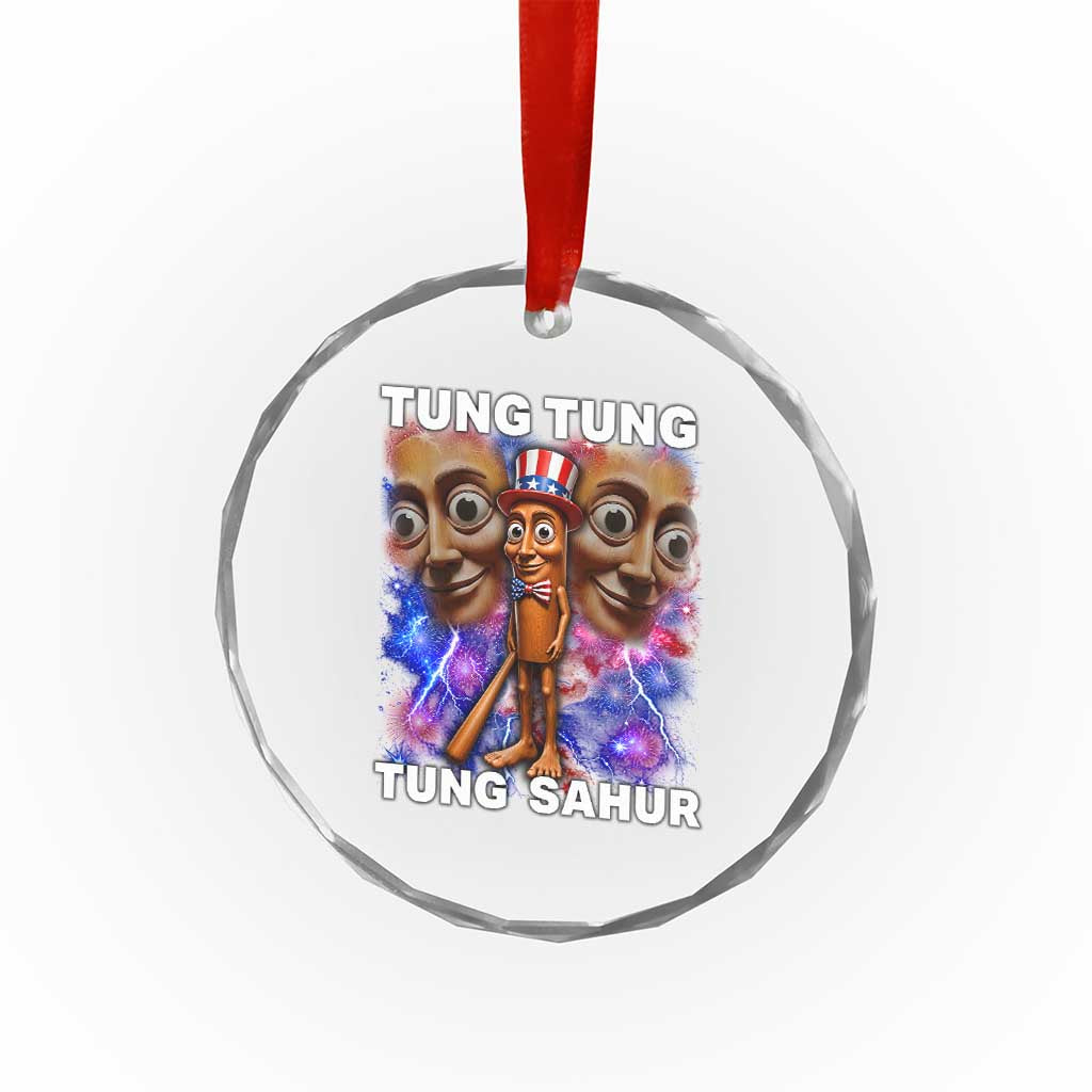 Tung Tung Sahur Italian Brainrot 4th Of July Meme Crystal Glass Ornament TS14 Print Your Wear