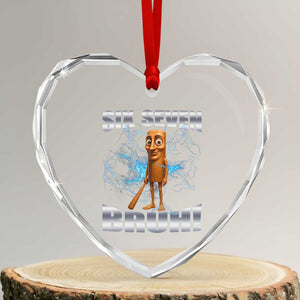 Tung Tung Sahur Six Seven Meme Heart Crystal Glass Ornament Funny 67 Gen Alpha Gift TS12 Transparent Glass 3'' Heart Print Your Wear