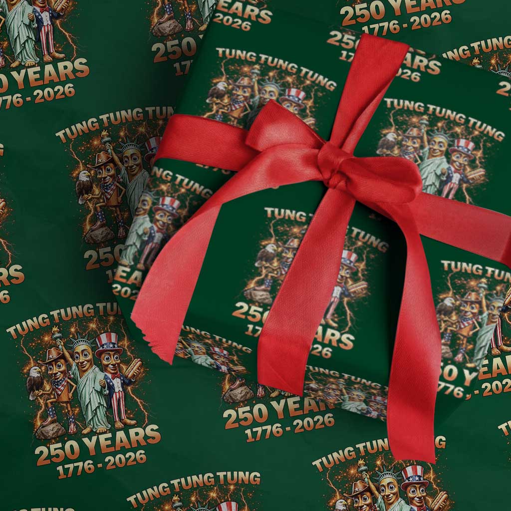 Tung Tung Tung Sahur 250 Years American Wrapping Paper Roll Funny Brainrot Meme 4th of July