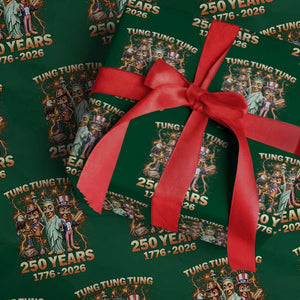 Tung Tung Tung Sahur 250 Years American Wrapping Paper Roll Funny Brainrot Meme 4th of July
