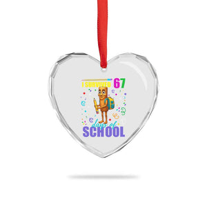 Tung Tung Tung Sahur I Survived 67 Days of School Heart Crystal Glass Ornament Funny Six Seven 6 7 Meme Teacher Student TS10 Print Your Wear