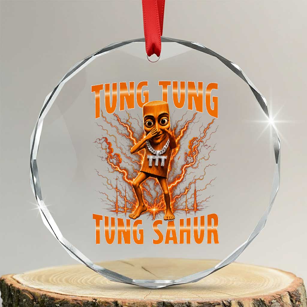 Tung Tung Tung Sahur is Calling Scuba Dance Meme Crystal Glass Ornament Italian Brainrot TS10 Transparent Glass 3'' Circle Print Your Wear
