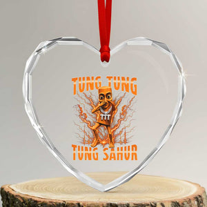 Tung Tung Tung Sahur is Calling Scuba Dance Meme Heart Crystal Glass Ornament Italian Brainrot TS10 Transparent Glass 3'' Heart Print Your Wear