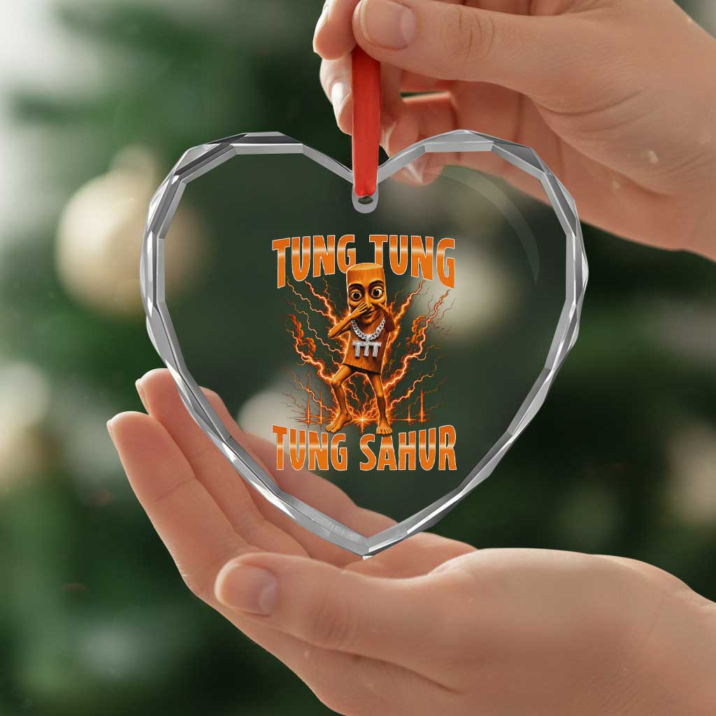Tung Tung Tung Sahur is Calling Scuba Dance Meme Heart Crystal Glass Ornament Italian Brainrot TS10 Print Your Wear
