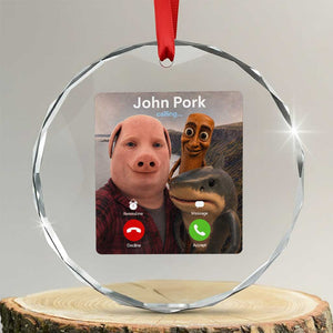 Tung Tung Tung Sahur John Pork Calling Crystal Glass Ornament Tralalero Tralala Meme Brainrot Funny
